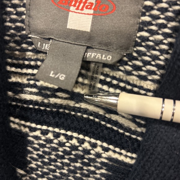 Jeans By Buffalo Cardigan Shawl Button‎ Knit Sweater Men L Grandpa Acrylic Wool - Picture 4 of 9